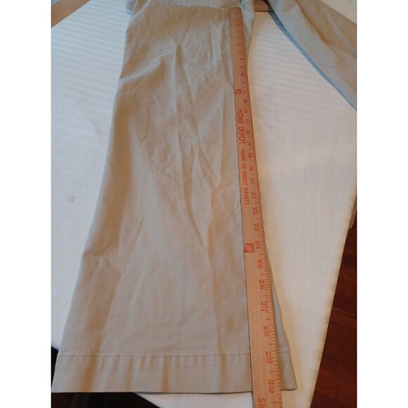 Talbots vintage wide leg khaki pants 10 cotton stretch pockets button accents - Picture 9 of 10